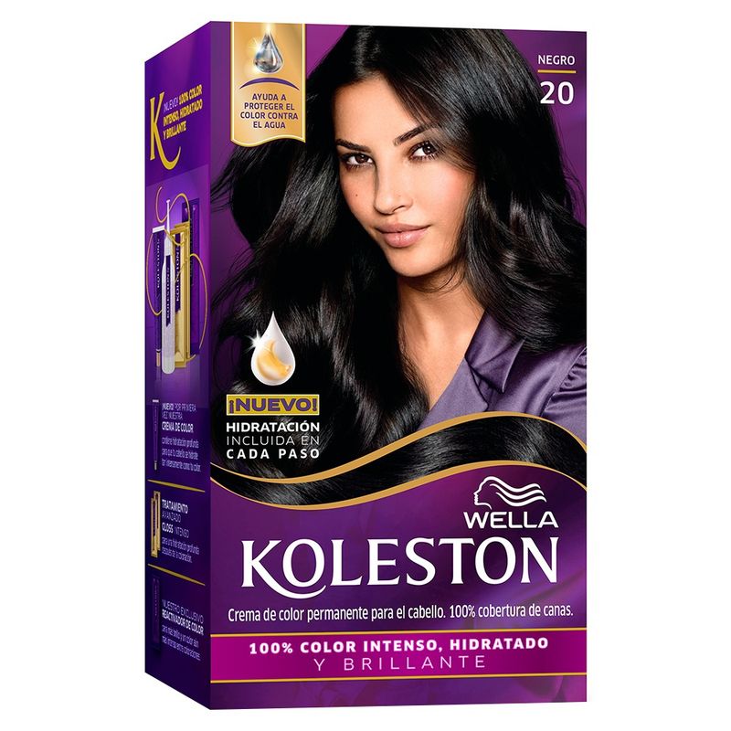KOLESTON - Kit Tintura Permanente Con Tratamiento Hidratante 20 Negro