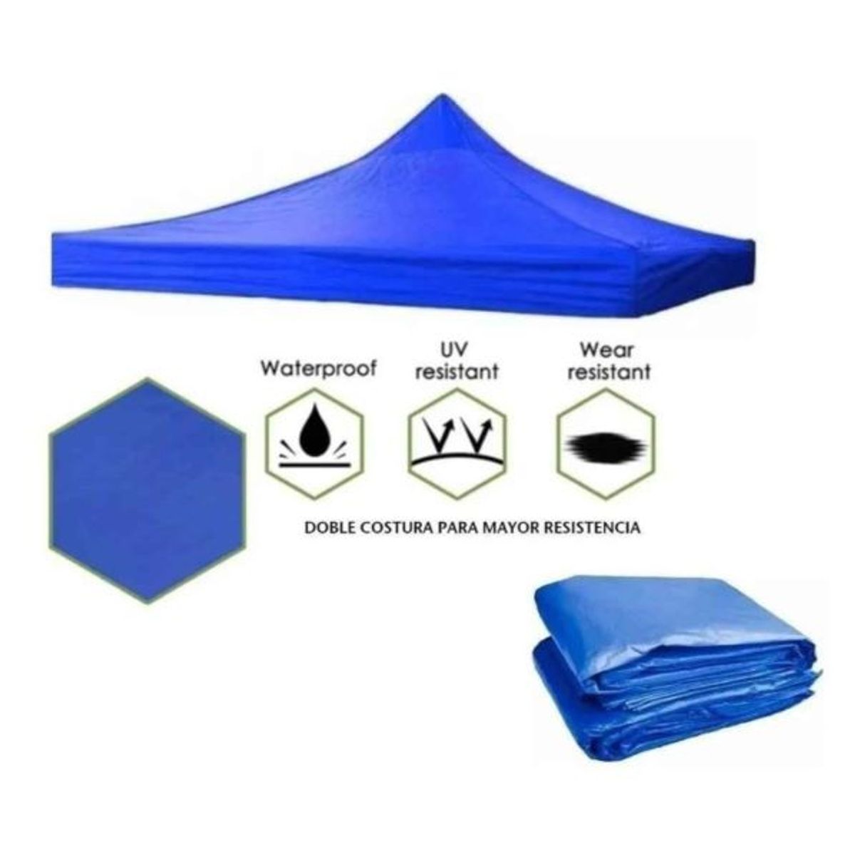 GENERICO - Repuesto Lona Carpa Techo  Plegable 2x2 Azul con Filtro UV