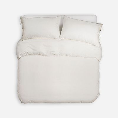 Imagen 2 del producto Funda Plumón Lino-Algodón Pure Liso 2 Plazas Blanco