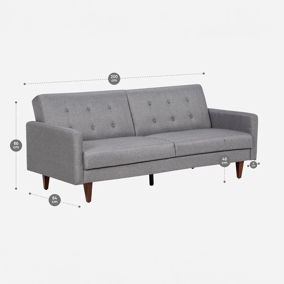 ROSEN - Futón Rosen Violet 3 Cuerpos Tela Gris