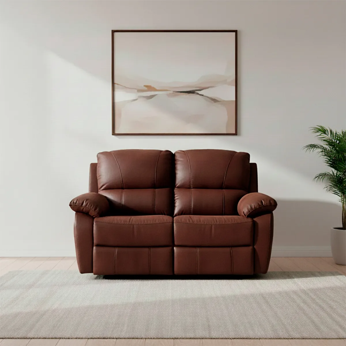 ROSEN - Sofá Reclinable Rosen Orson 2 Cuerpos Tela Manual Brandy