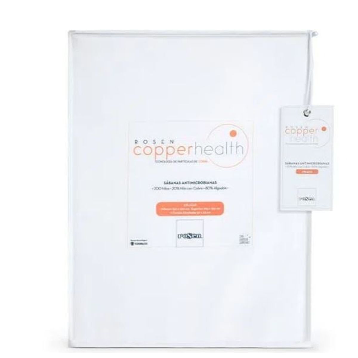 ROSEN - Sábana 200 Hilos Algodón Lisa CopperHealth Blanca 1,5 Plazas