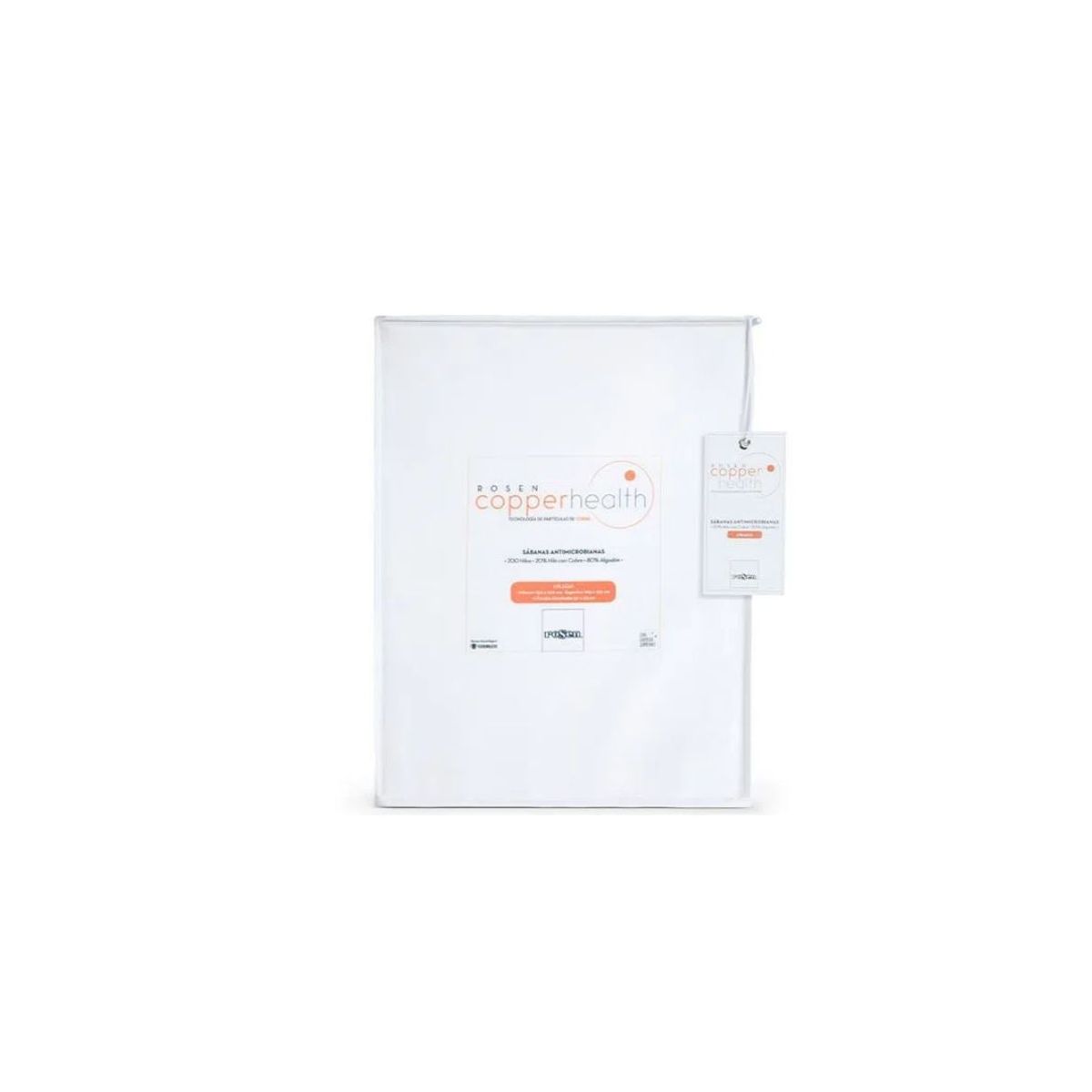 ROSEN - Sábana 200 Hilos Algodón Lisa CopperHealth Blanca 1,5 Plazas