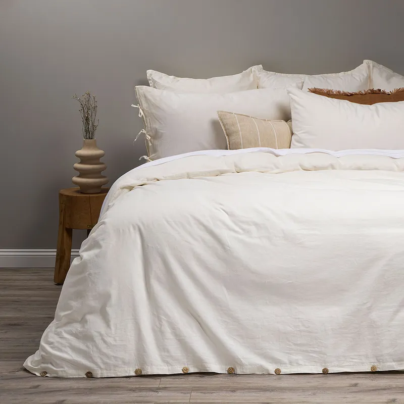 ROSEN - Funda Plumón Rosen Lino-Algodón Pure Liso King Blanco