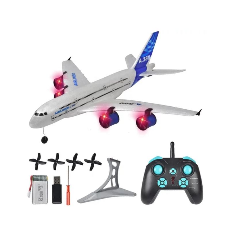 GENERICO - Avion Aeroplano Control Remoto, Modelo A 380, 2,4 Ghz