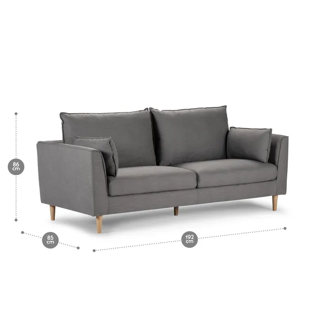 ROSEN - Sofá Rosen Cavour 3 Cuerpos Tela Cemento