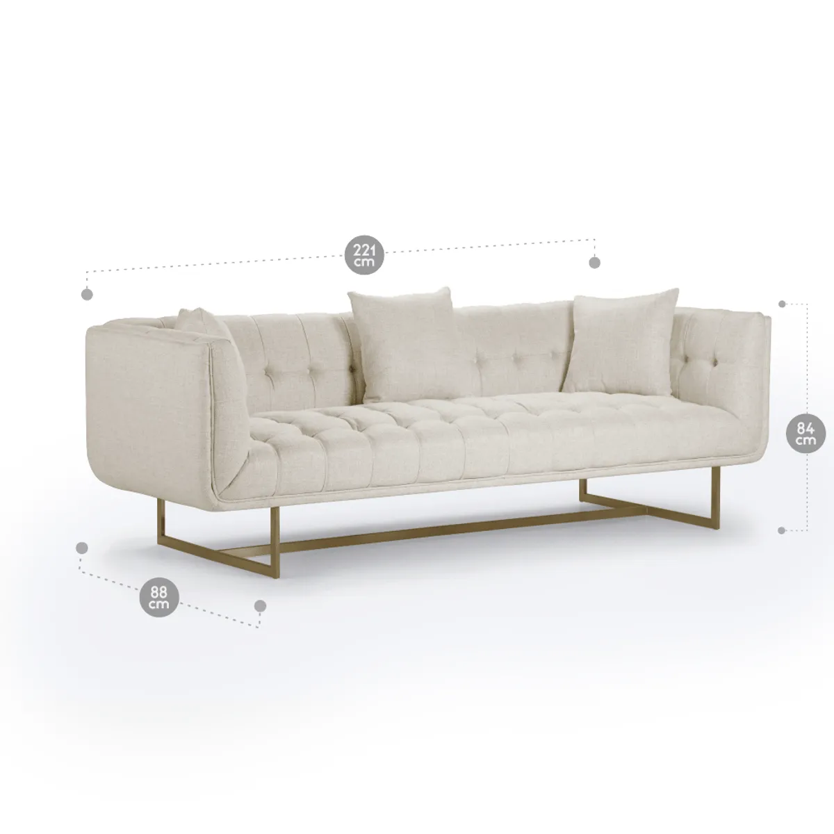 ROSEN - Sofá Rosen Forest Hill 3 Cuerpos Tela Hueso