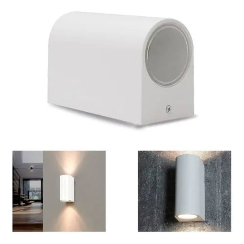GENERICO - Foco Aplique Porta 2 X Gu10 Blanco Exterior O Interior Muro LUZ NEUTRA