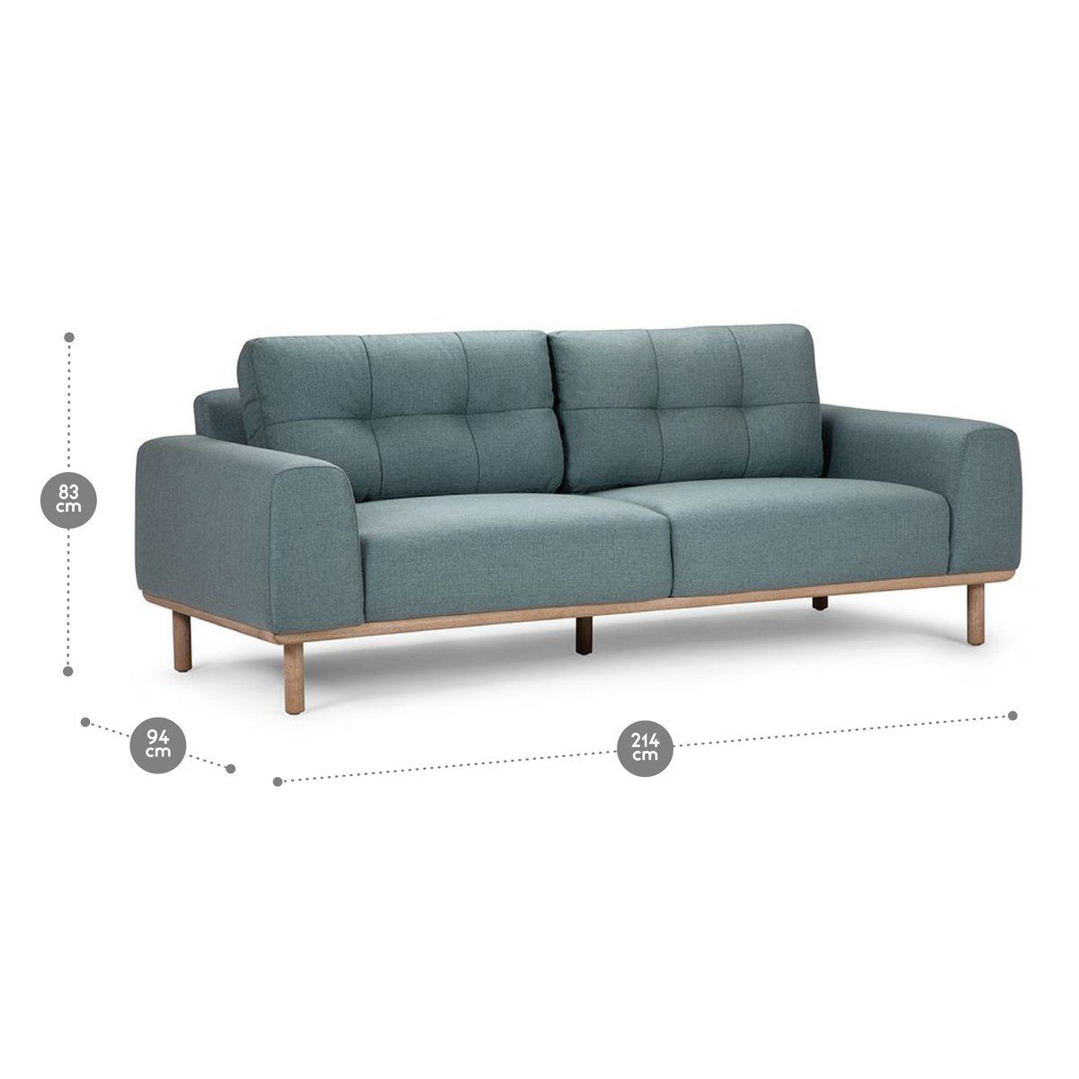 ROSEN - Sofá Rosen Biada 3 Cuerpos Tela Azul