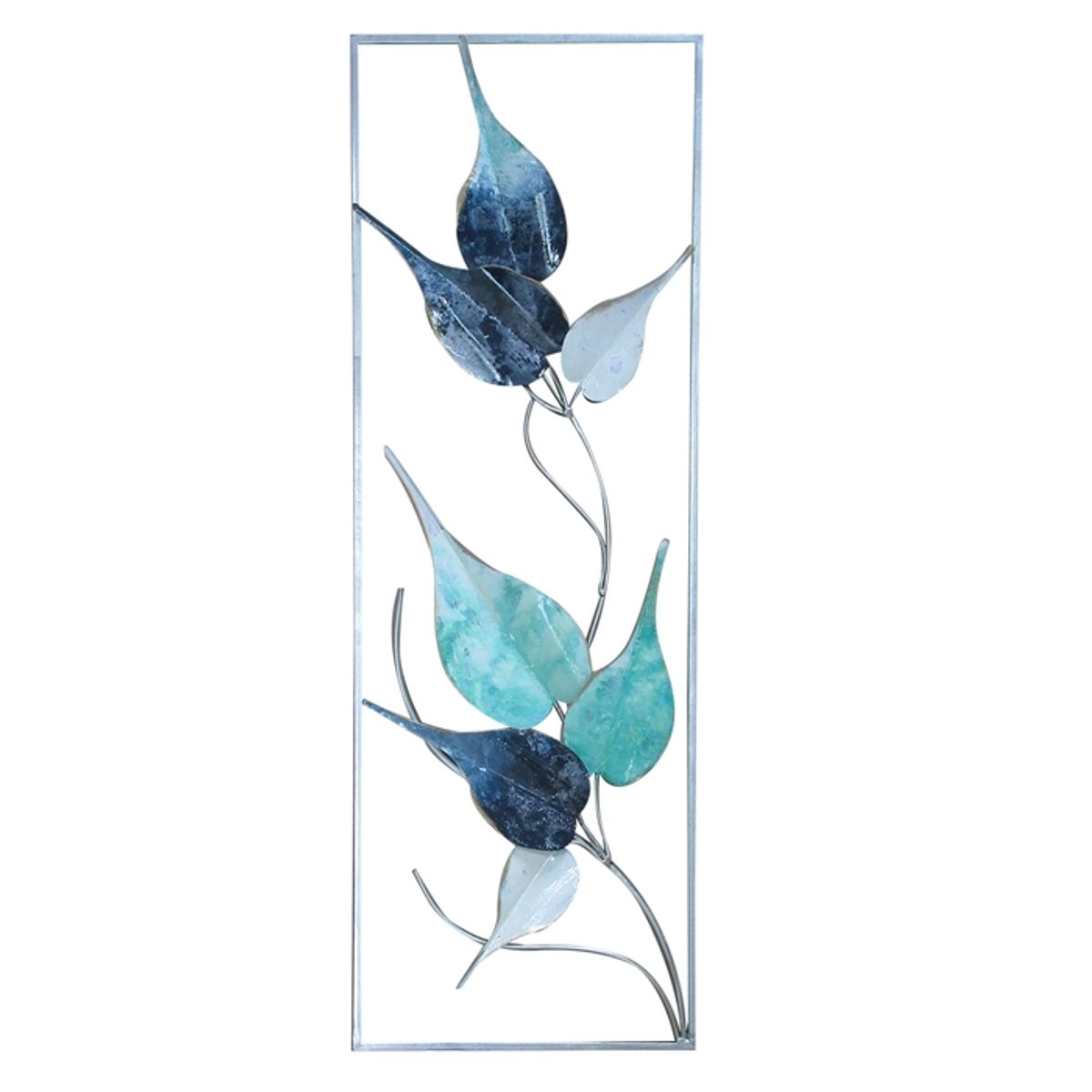MSA MUEBLES SANTA ANA - METAL WALL DECOR BLUE LEAVES (31 x 3 x 90 cm)