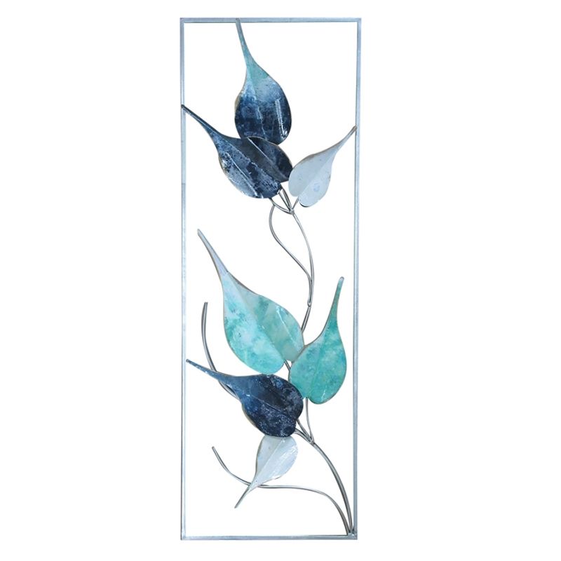 GENERICO - METAL WALL DECOR BLUE LEAVES (31 x 3 x 90 cm)