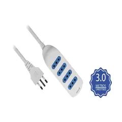DBLUE - Alargador Extensión 4 entradas 3mt Blanco
