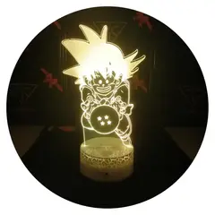 3DILUTION - Lámpara Ilusión 3d Goku Niño 4 Esferas Base Agrietada