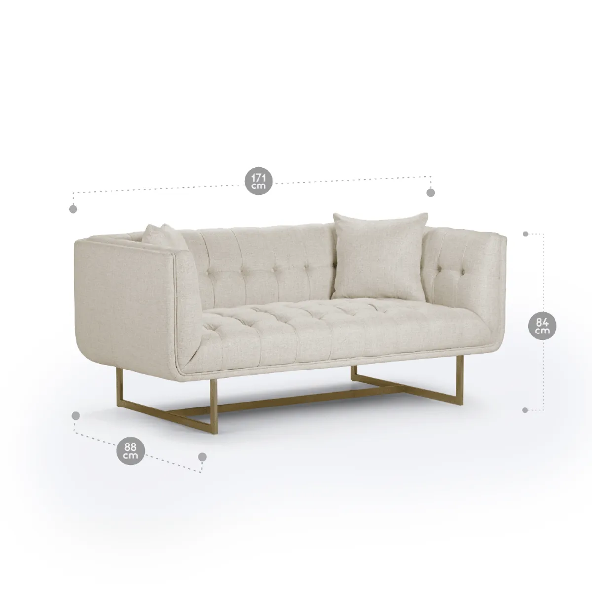 ROSEN - Sofá Rosen Forest Hill 2 Cuerpos Tela Hueso