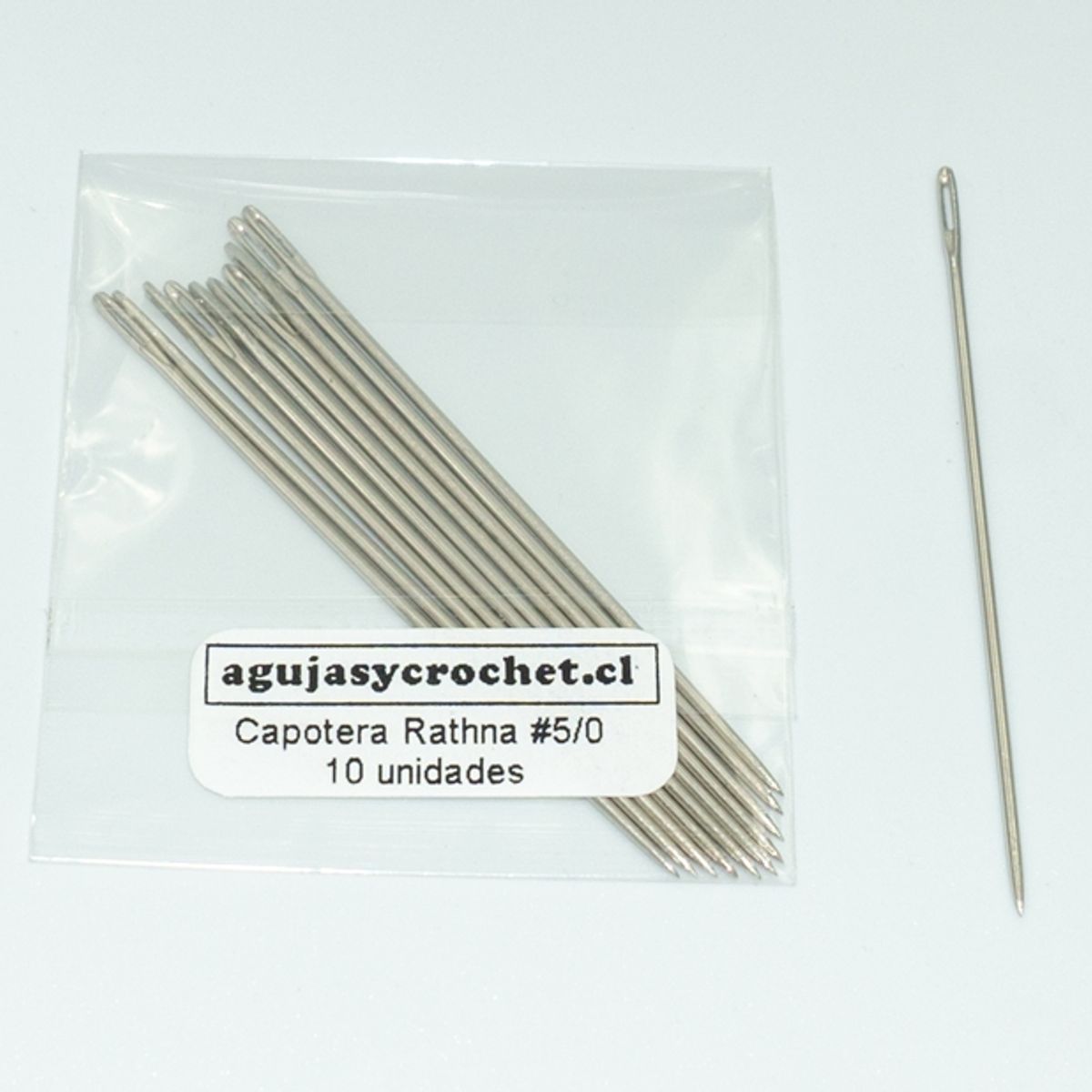 GENERICO - Aguja coser capotera Rathna No.5/0 c/punta sobre 10 agujas