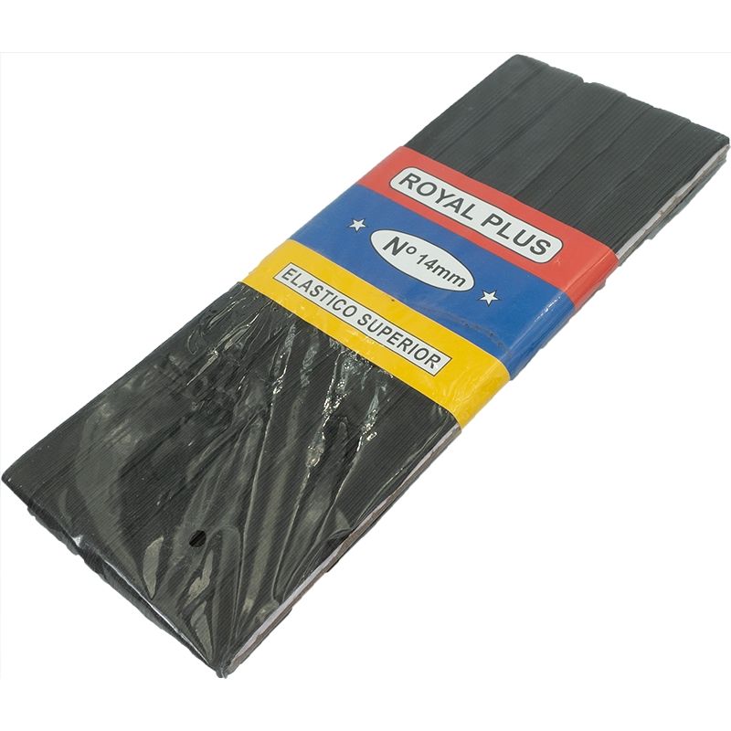 GENERICO - Elástico Negro N°8 (14mm) de ancho, pieza de 10 mts