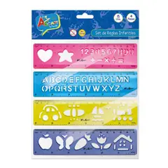 ART AND CRAFT - Set 4 reglas con diseños colores
