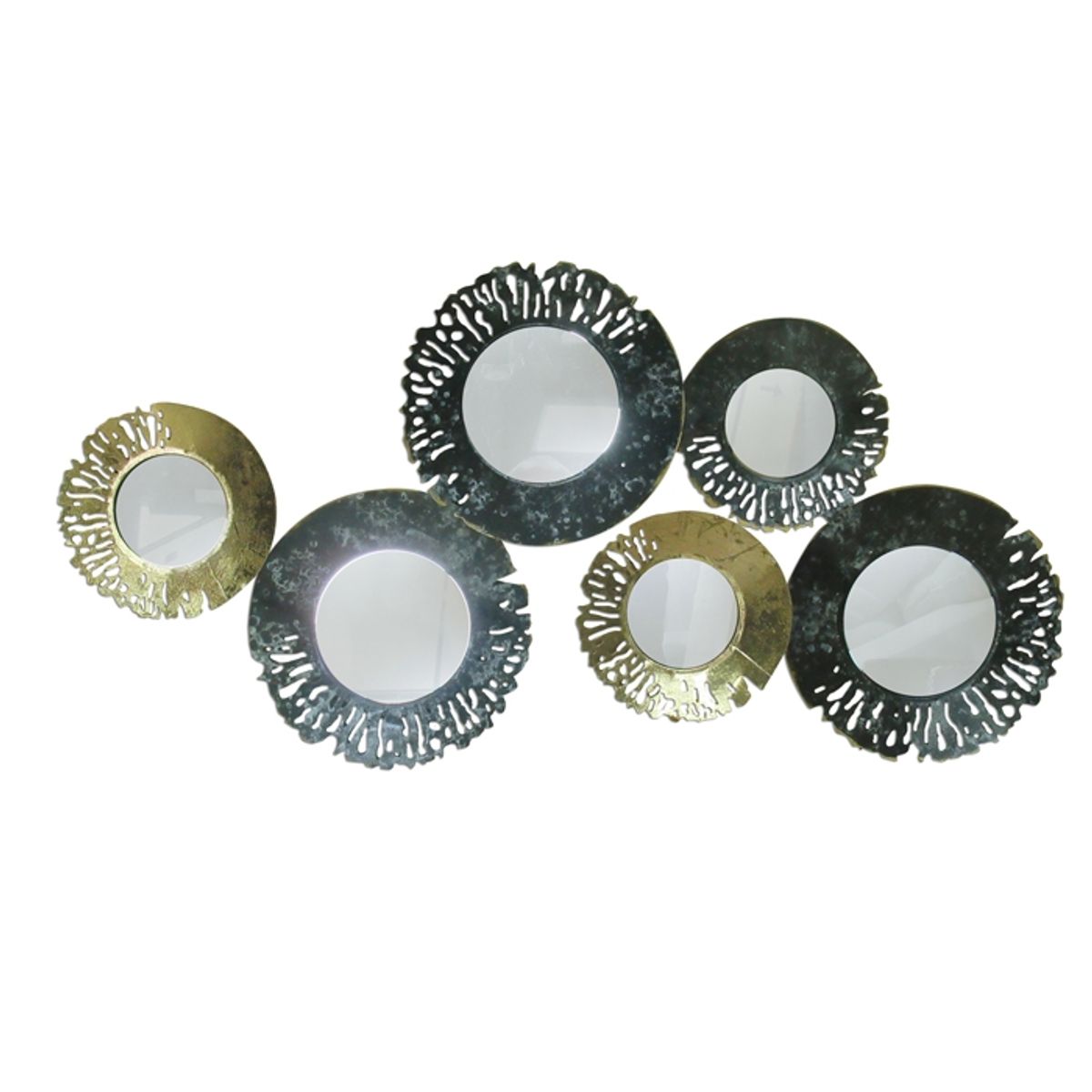 GENERICO - METAL WALL DECOR SIX MIRRORS (88 x 6 x 46 cm)