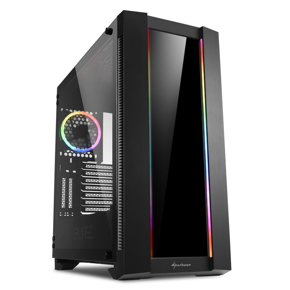 SHARKOON - Gabinete Gamer Elite Shark CA200G RGB Vidrio Templado ATX E-ATX