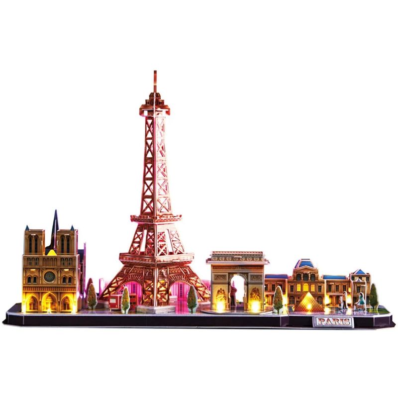 GENERICO - Juguete Puzzle 3D City Line Paris 115 Piezas Con Luz LED