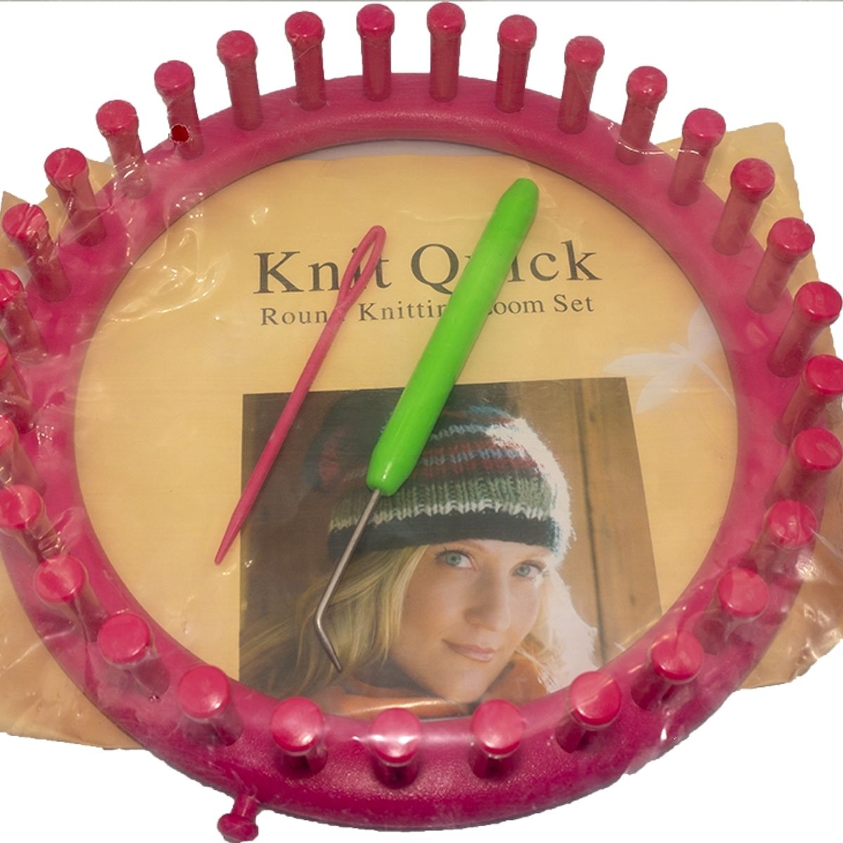 GENERICO - Telar plástico circular 19 cms + gancho telar y aguja plásti