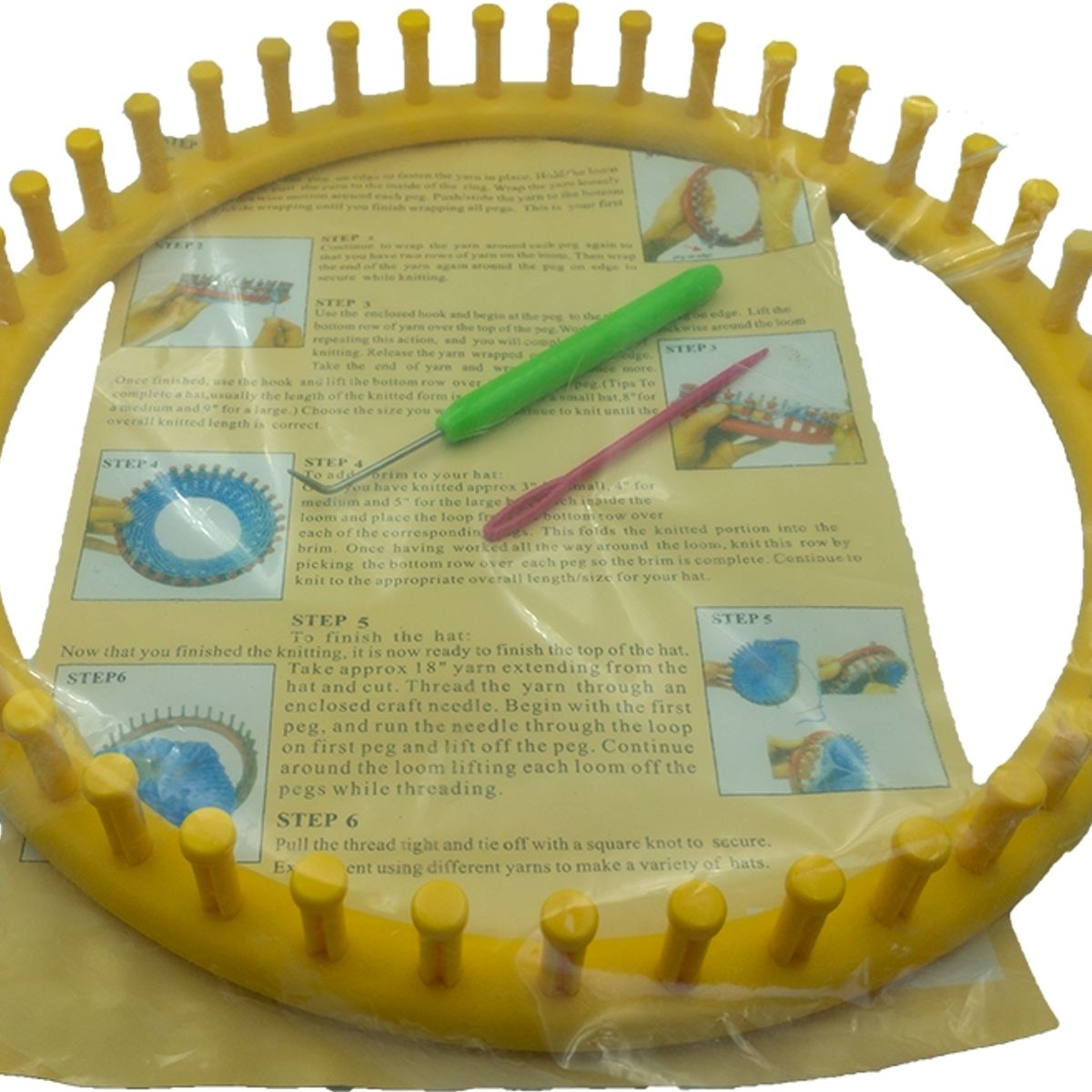 GENERICO - Telar plástico circular 29 cms + gancho telar y aguja plásti