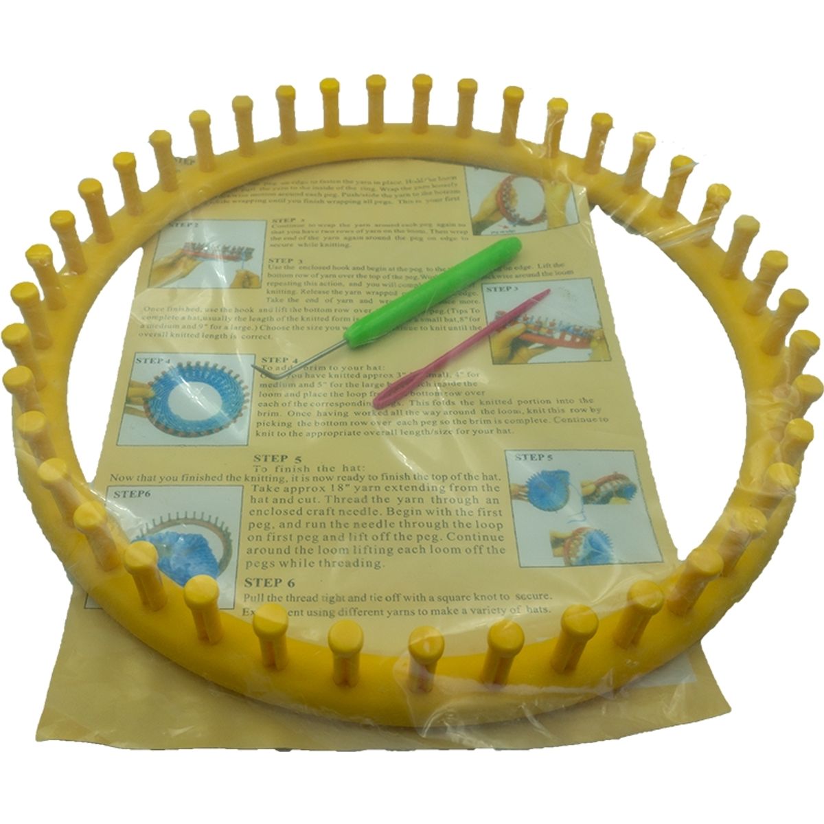 GENERICO - Telar plástico circular 29 cms + gancho telar y aguja plásti