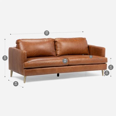 Imagen 2 del producto Sofá Wells 3 Cuerpos Cuero Whiskey