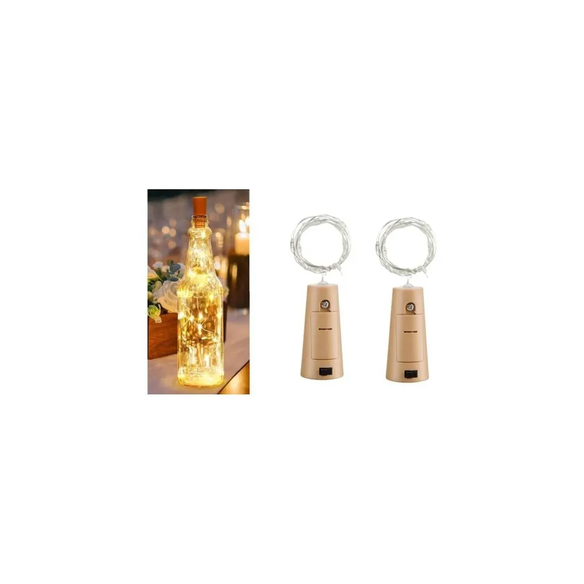 GENERICO - Pack X4 Luces Corcho Hada Alambre Micro Led Boda Cálido