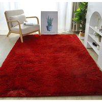 Alfombra Peludas Tipo Shaggy 180Cm X 200Cm Burdeo