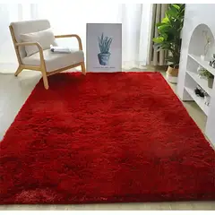 GENERICO - Alfombra Peludas Tipo Shaggy 180Cm X 200Cm Burdeo