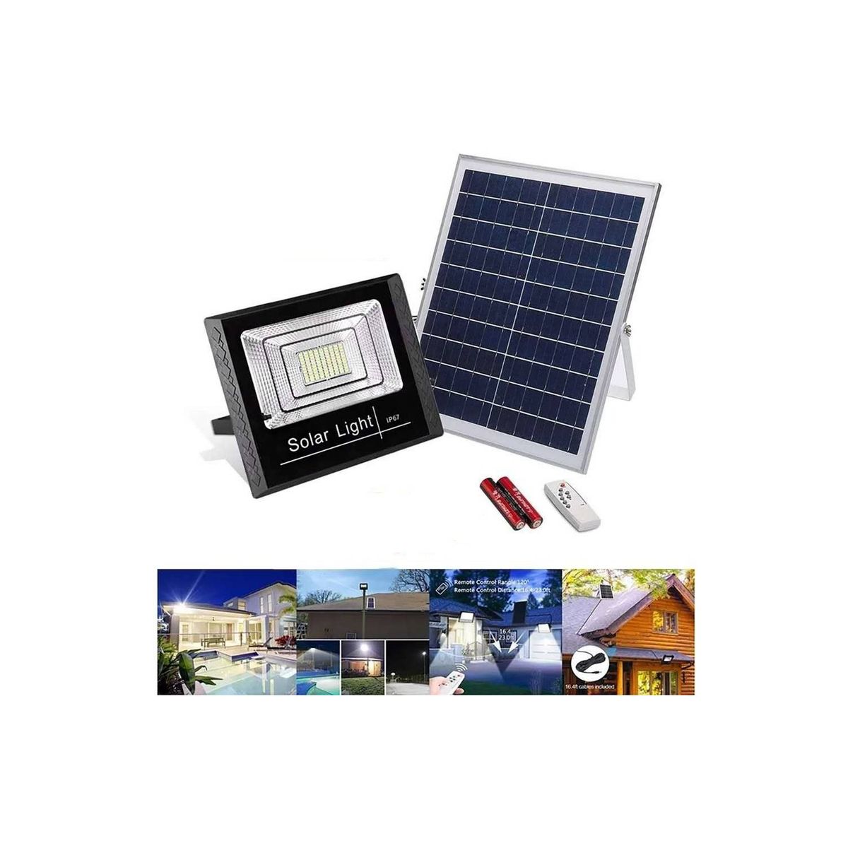 GENERICO - Foco Solar Luminaria 60w Panel y Control Remoto