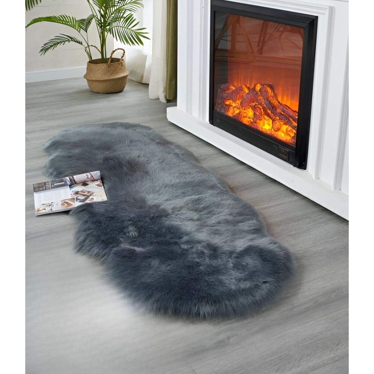 GENERICO - Alfombras Curvas Pelo De Oveja 180X60 - Gris Pardo