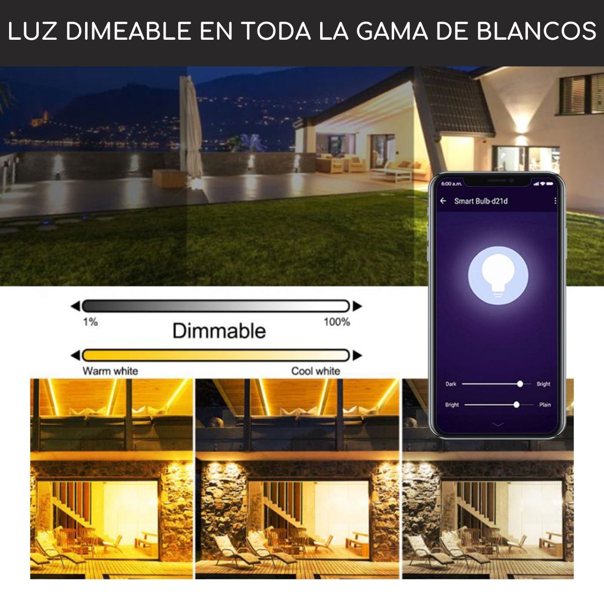 D MOTICA - Foco Proyector Wifi Inteligente 220v 50w Blancos y color Rgb