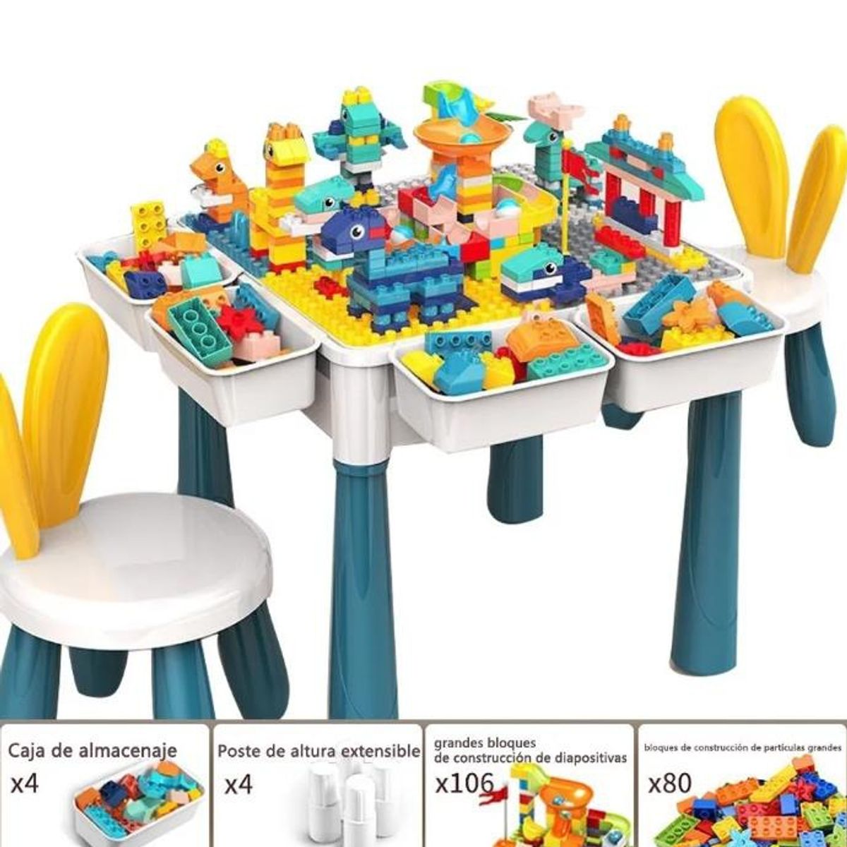 TNAKIEX - Juego Incluye 190pc , Mesa , 2 Silla, 4 Cajas Laterale