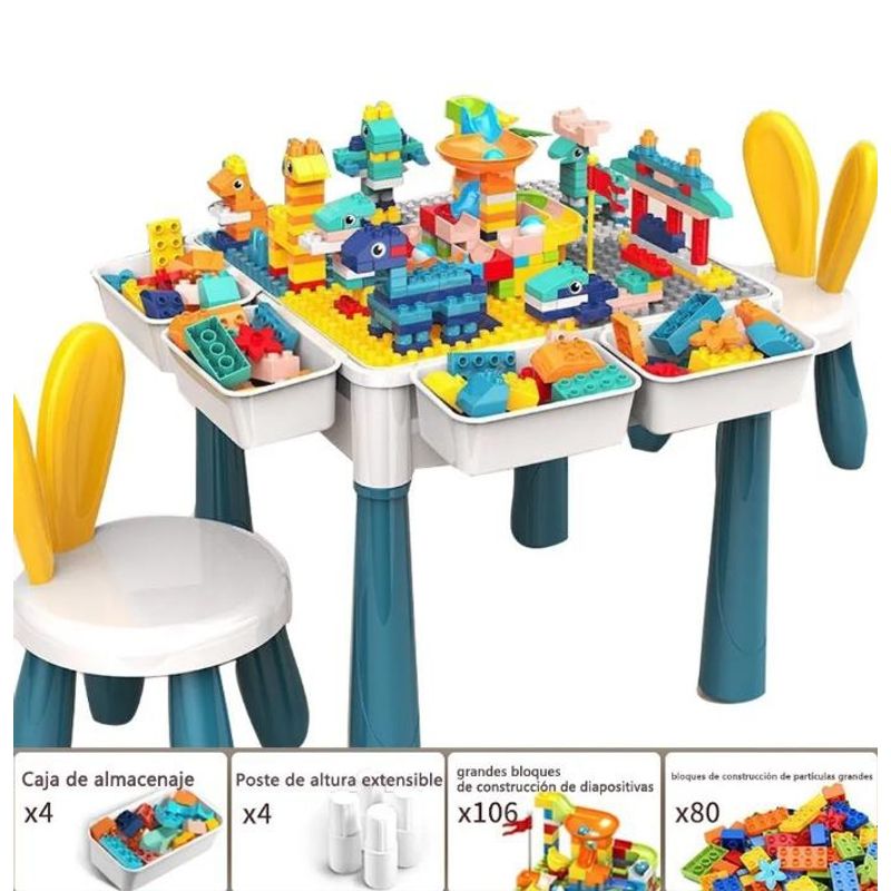 TNAKIEX - Juego Incluye 190pc , Mesa , 2 Silla, 4 Cajas Laterale