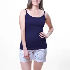 KARMY - PIJAMA ALGODÓN CORTO MUJER CON PANTALON ESTAMPADO