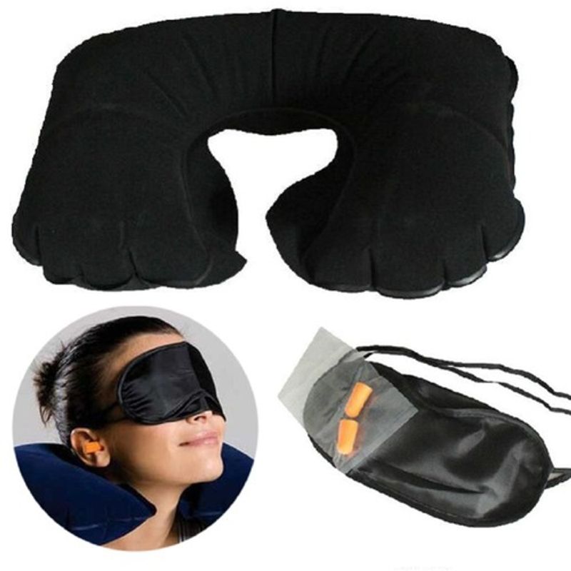 GENERICO - Set Viaje Almohada Cojín Tapones y Antifaz