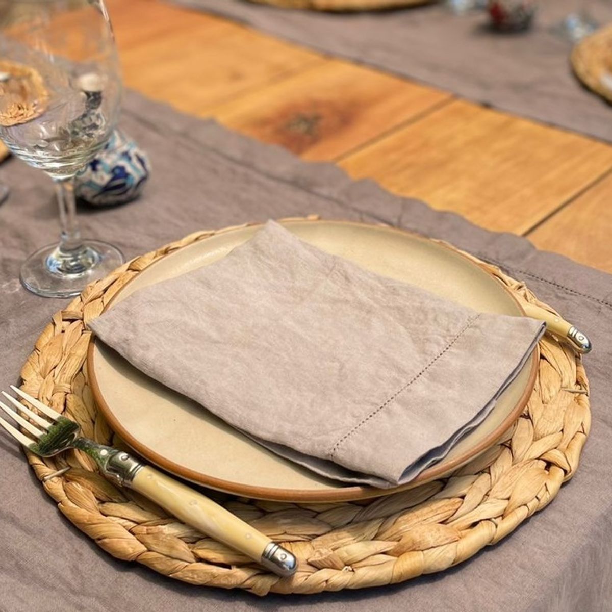 PUROLINO - Camino de Mesa Deshilado 50x275 Gris