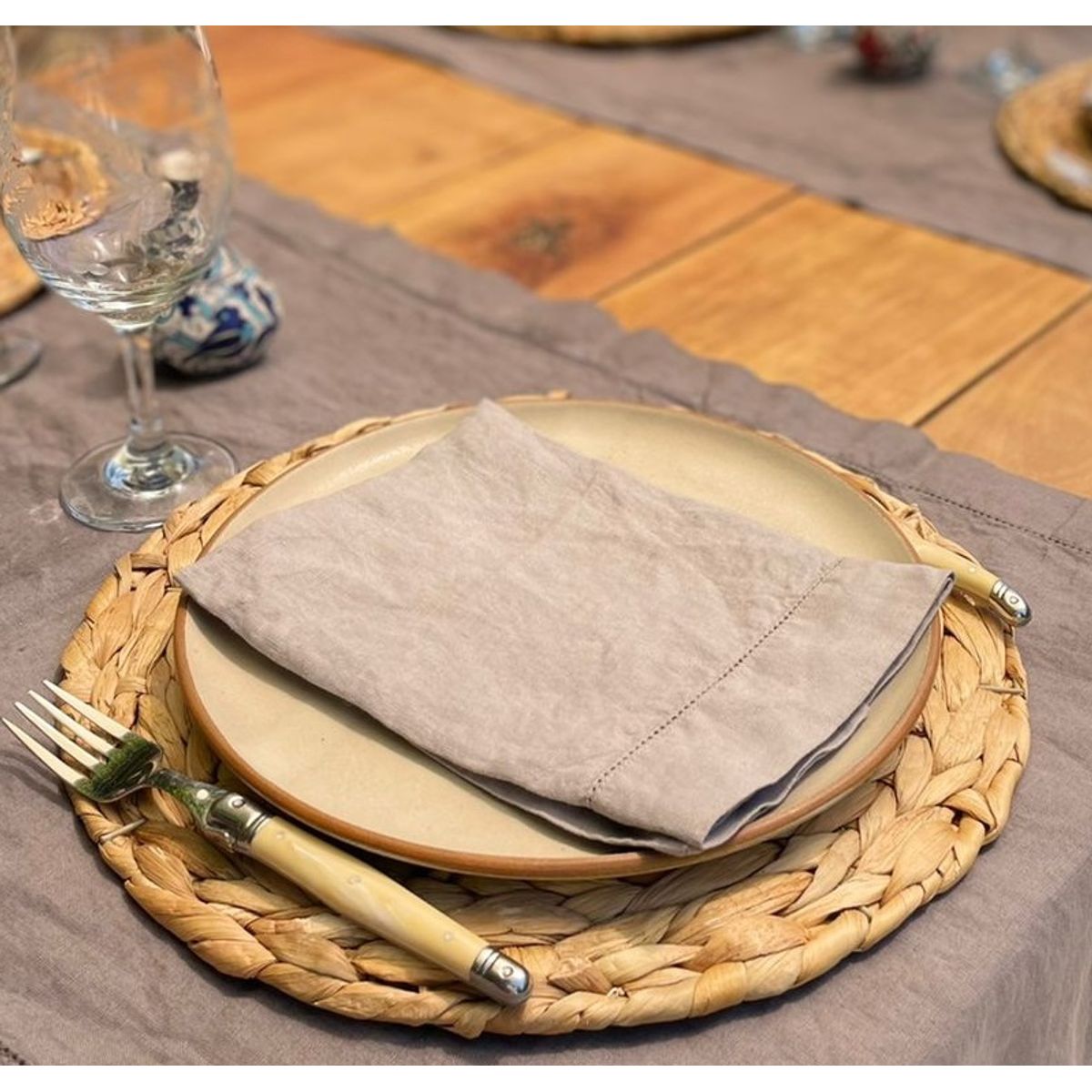 PUROLINO - Camino de Mesa Deshilado 50x275 Gris