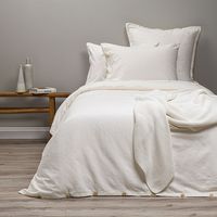 Funda Plumón Lino-Algodón Pure Liso Blanco 1,5 Plazas