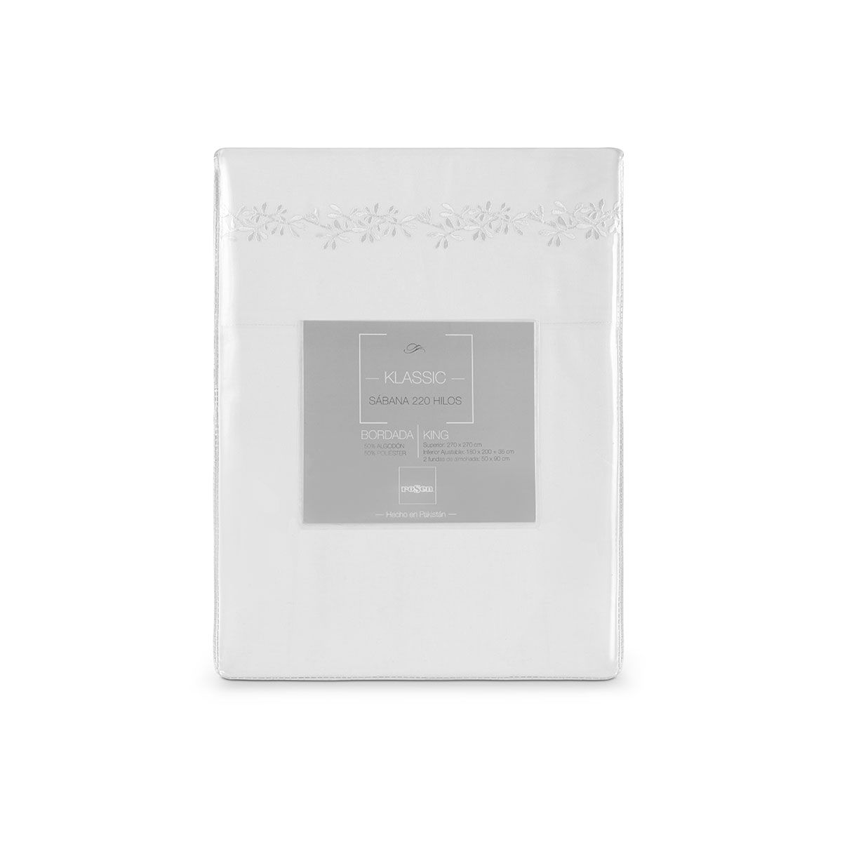 ROSEN - Sábana Rosen 220 Hilos Bordada Botánica Blanca 2 Plazas