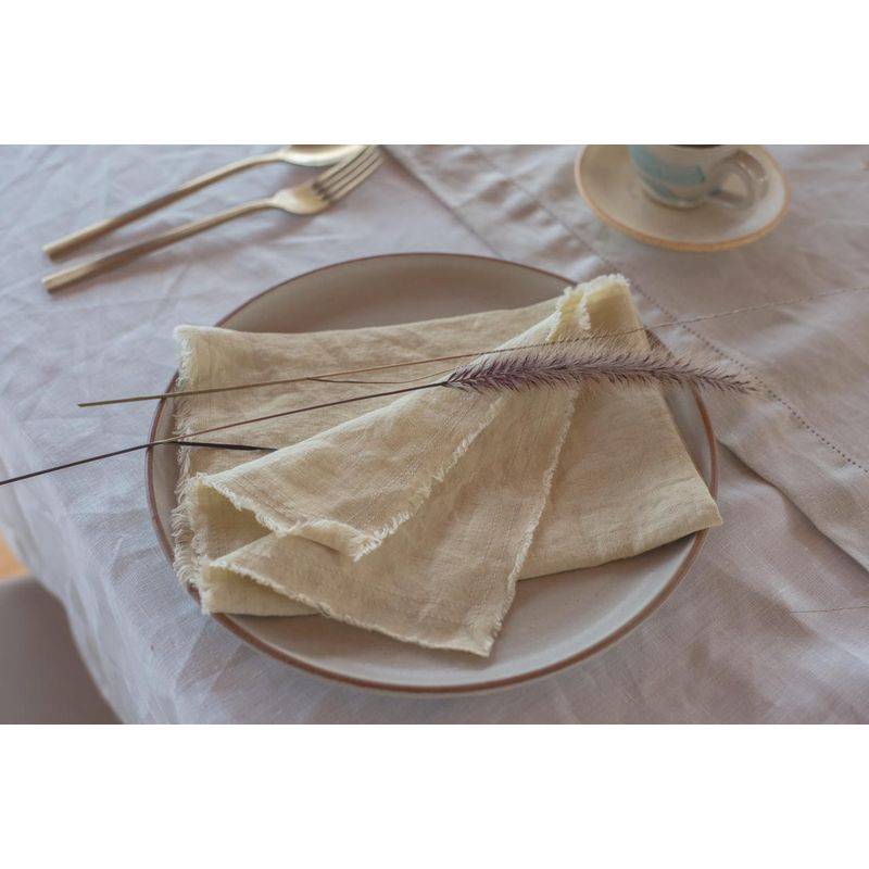 PUROLINO - Servilleta Flecos de Lino Amarillo