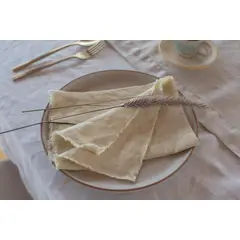PUROLINO - Servilleta Flecos de Lino Amarillo