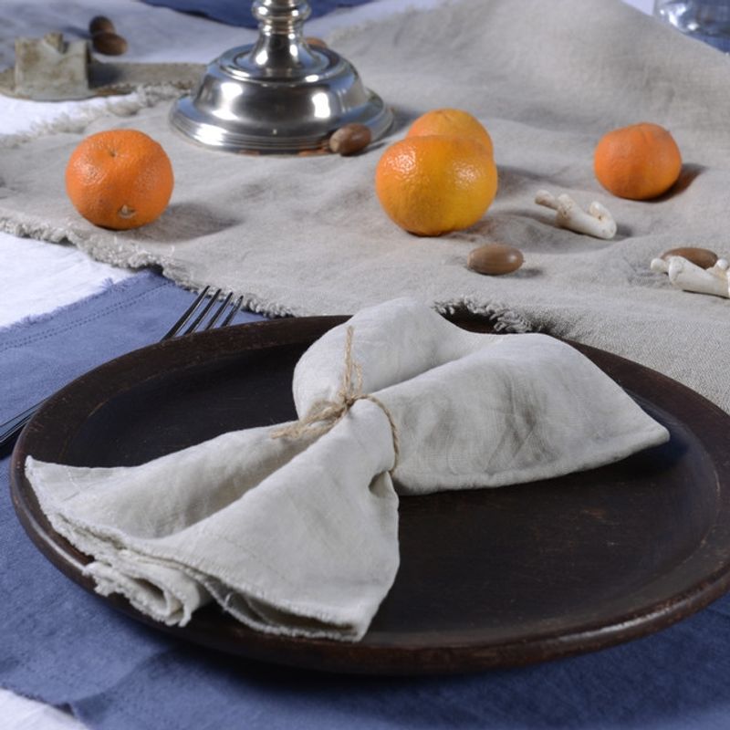 PUROLINO - Servilleta Flecos de Lino Beige