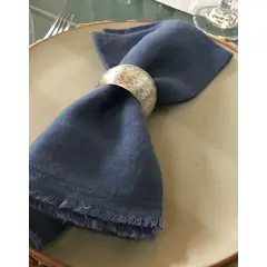PUROLINO - Servilleta Flecos de Lino Azul
