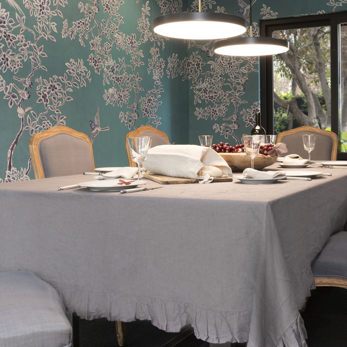 PUROLINO - Mantel Vuelos 6-8 personas Gris