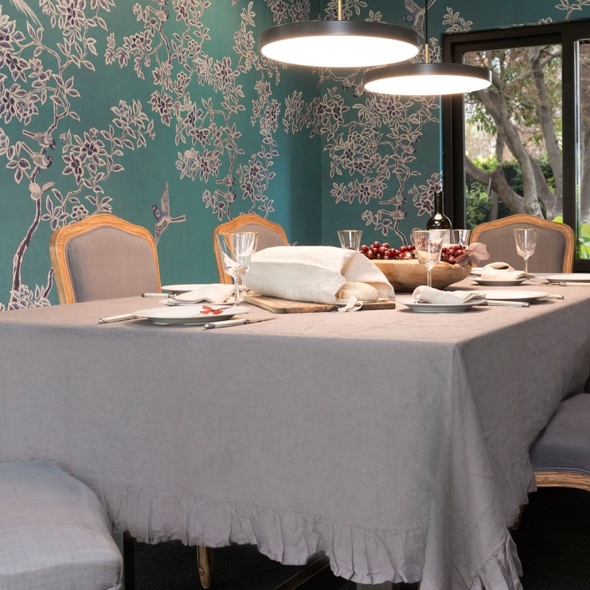 PUROLINO - Mantel Vuelos 10-12 personas Gris