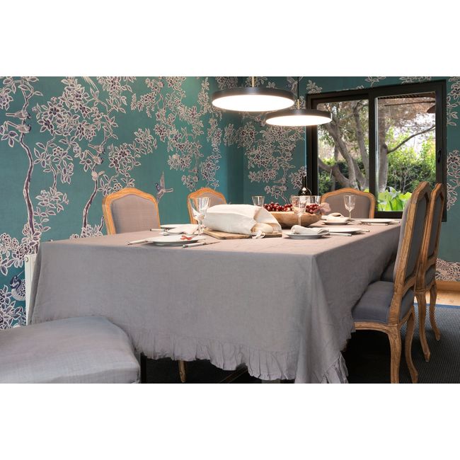 PUROLINO - Mantel Vuelos 10-12 personas Gris