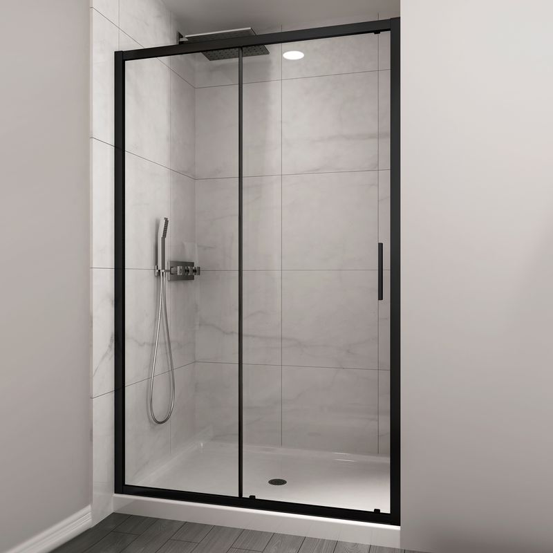 DUSCHY - MAMPARA PREMIUM MATTE BLACK CORREDERA FRONTAL 1600X1900 6mm EASY.